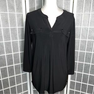 Jones New York black short sleeve blouse size large